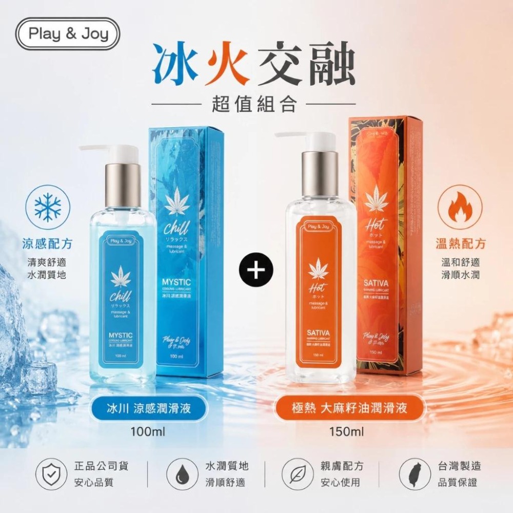 Play&Joy｜冰火交融｜超值組合｜極熱 大麻籽油 潤滑液 + 涼感 冰川-細節圖2