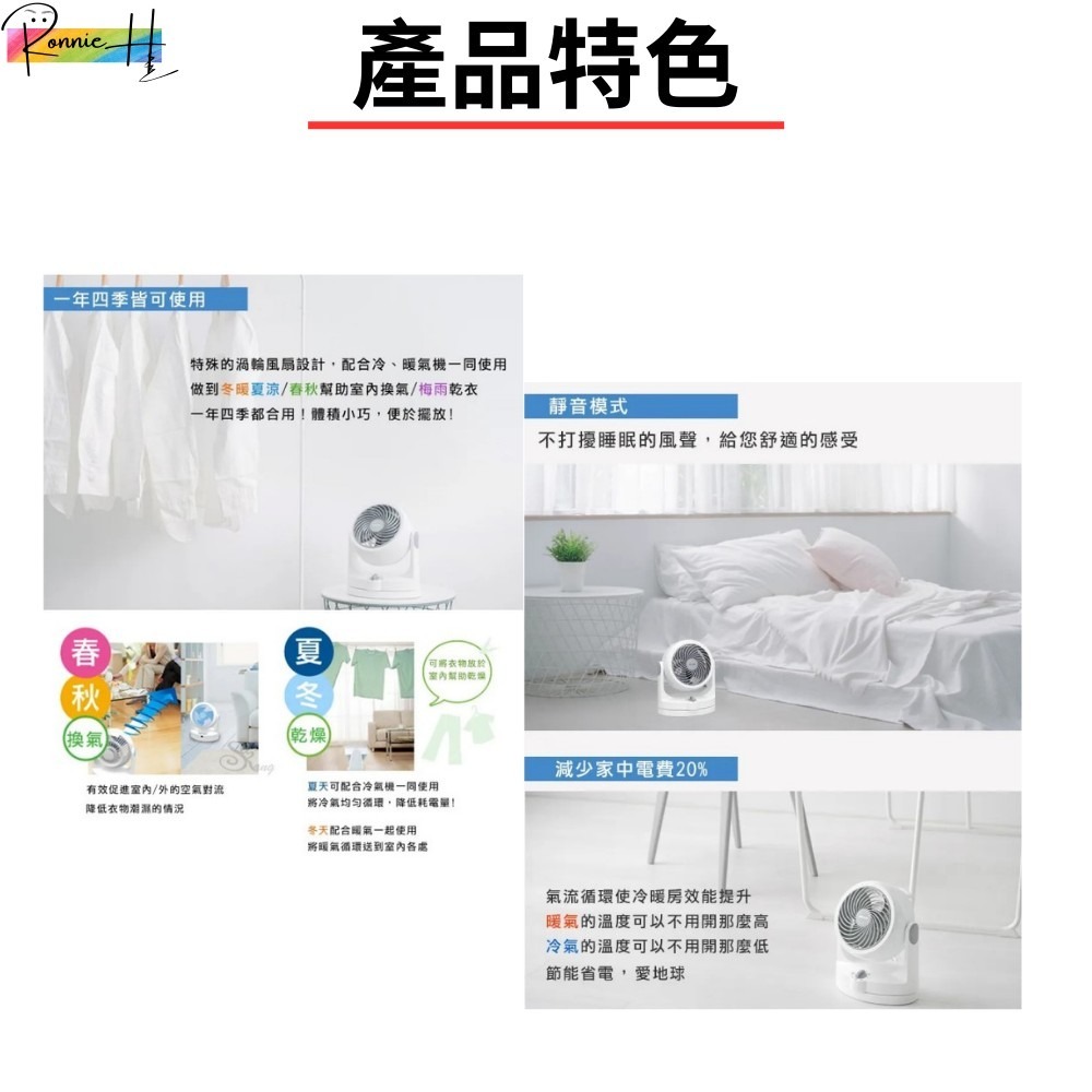 日系國民品牌 IRIS HD15 循環扇 夏季好夥伴 提升冷房速度 下雨陰乾 三檔風力 可左右擺頭 四坪可用(超商限一台-細節圖3