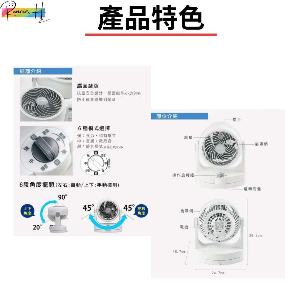 日系國民品牌 IRIS HD15 循環扇 夏季好夥伴 提升冷房速度 下雨陰乾 三檔風力 可左右擺頭 四坪可用(超商限一台-細節圖4
