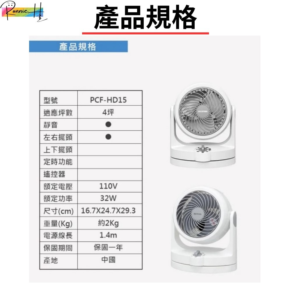 日系國民品牌 IRIS HD15 循環扇 夏季好夥伴 提升冷房速度 下雨陰乾 三檔風力 可左右擺頭 四坪可用(超商限一台-細節圖6
