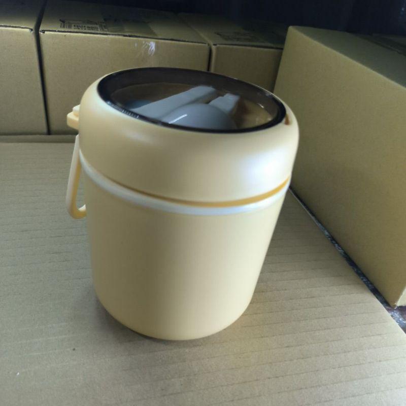 TINGMI小舖 304不銹鋼早餐杯湯杯帶蓋勺便攜燕麥杯密封牛奶杯豆漿杯湯罐-細節圖5