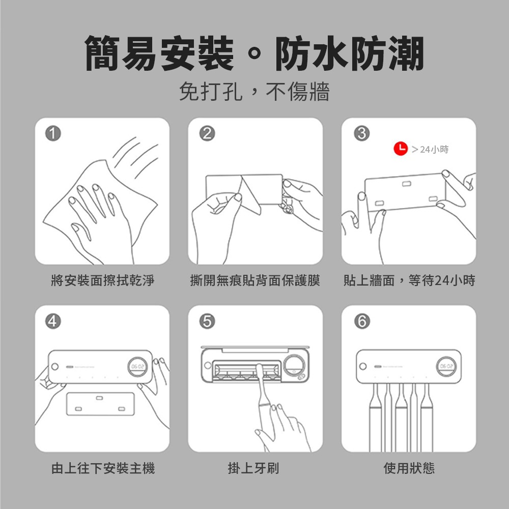 台灣現貨【德國設計】UVC紫外線牙刷消毒架 消毒牙刷 牙刷架 紫外線牙刷架 快速渦輪風乾 衛浴牙刷架 電動牙刷架-細節圖8