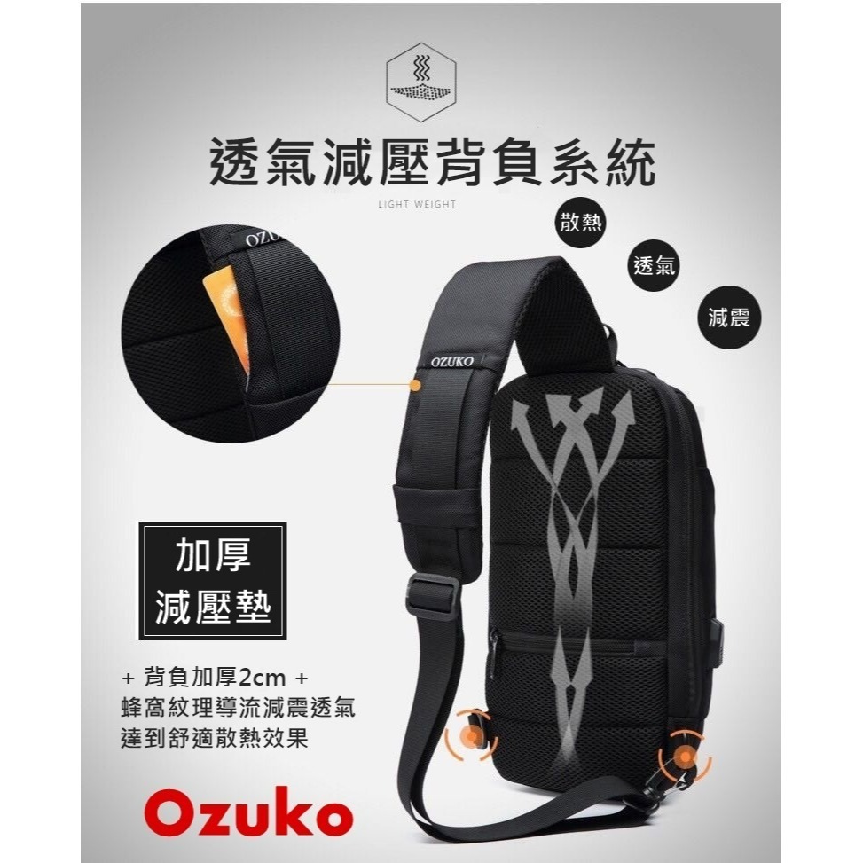 【OZUKO】防割防潑水密碼單肩包 防盜背包 側背包 斜背包 肩背包 單肩包（6款顏色任選）-細節圖11