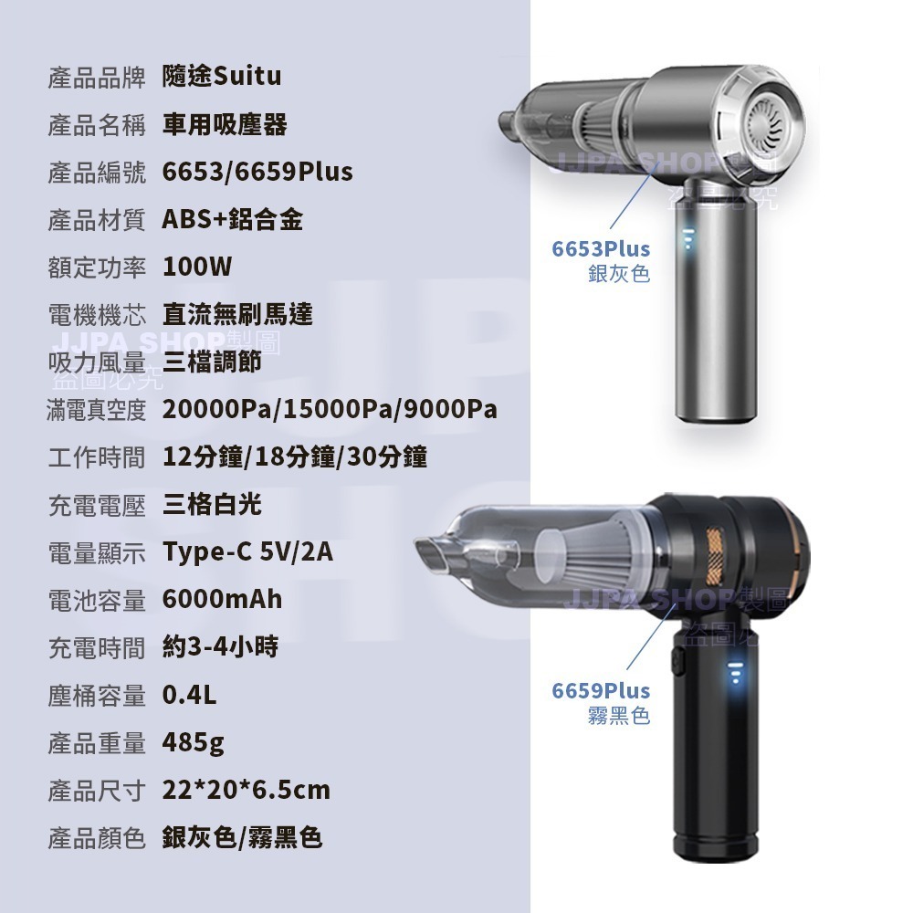 最新款【SUiTu德國工藝】大吸力 無線吸塵器 吸塵小鋼炮 無線手持式車用吸塵器 禮物  6659 6653 免運-細節圖9