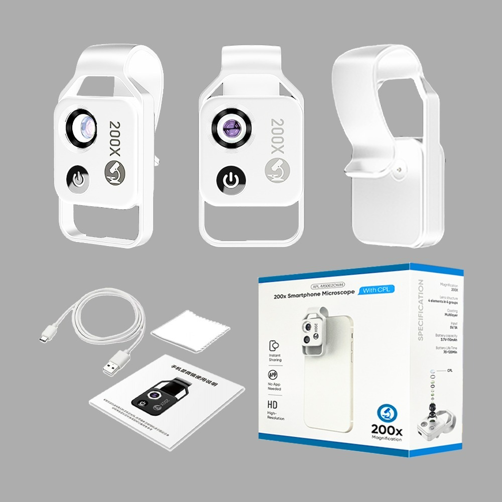 臺灣現貨【APE XEL】100倍 200倍顯微鏡頭 微距手機鏡頭 放大鏡 微距 顯微鏡頭 顯微鏡手機 手機鏡頭-規格圖2