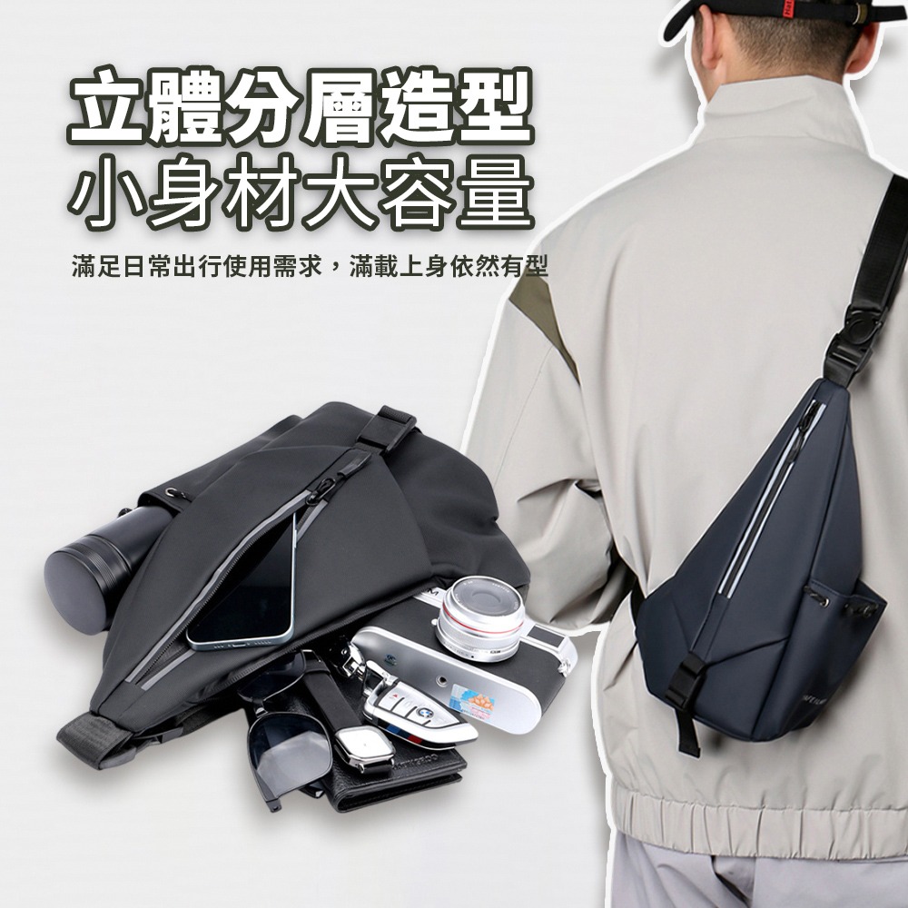 2024 防潑水胸包 機能包 單肩包 安全反光條 多功能貼身背包 相機包 插扣設計 快取胸包 斜背包 機車包 側背包-細節圖3