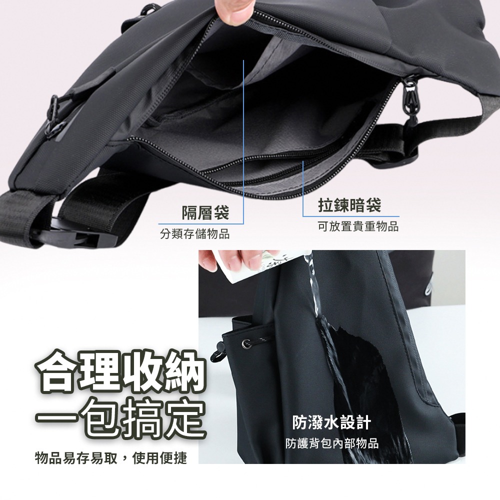 2024 防潑水胸包 機能包 單肩包 安全反光條 多功能貼身背包 相機包 插扣設計 快取胸包 斜背包 機車包 側背包-細節圖6