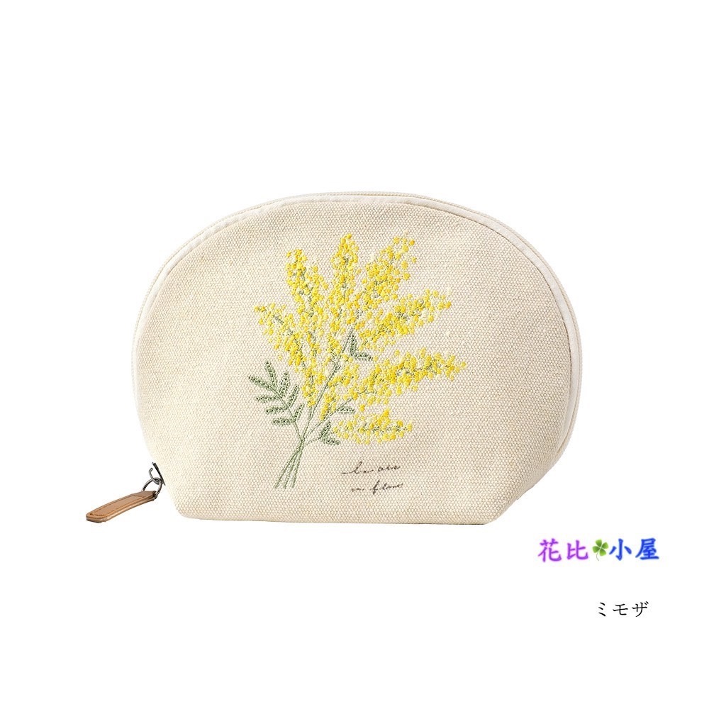 現貨★【ito&】刺繡化妝包【現貨實拍】日本進口✈️【ito&】鈴蘭 含羞草刺繍貝殼小包-細節圖5