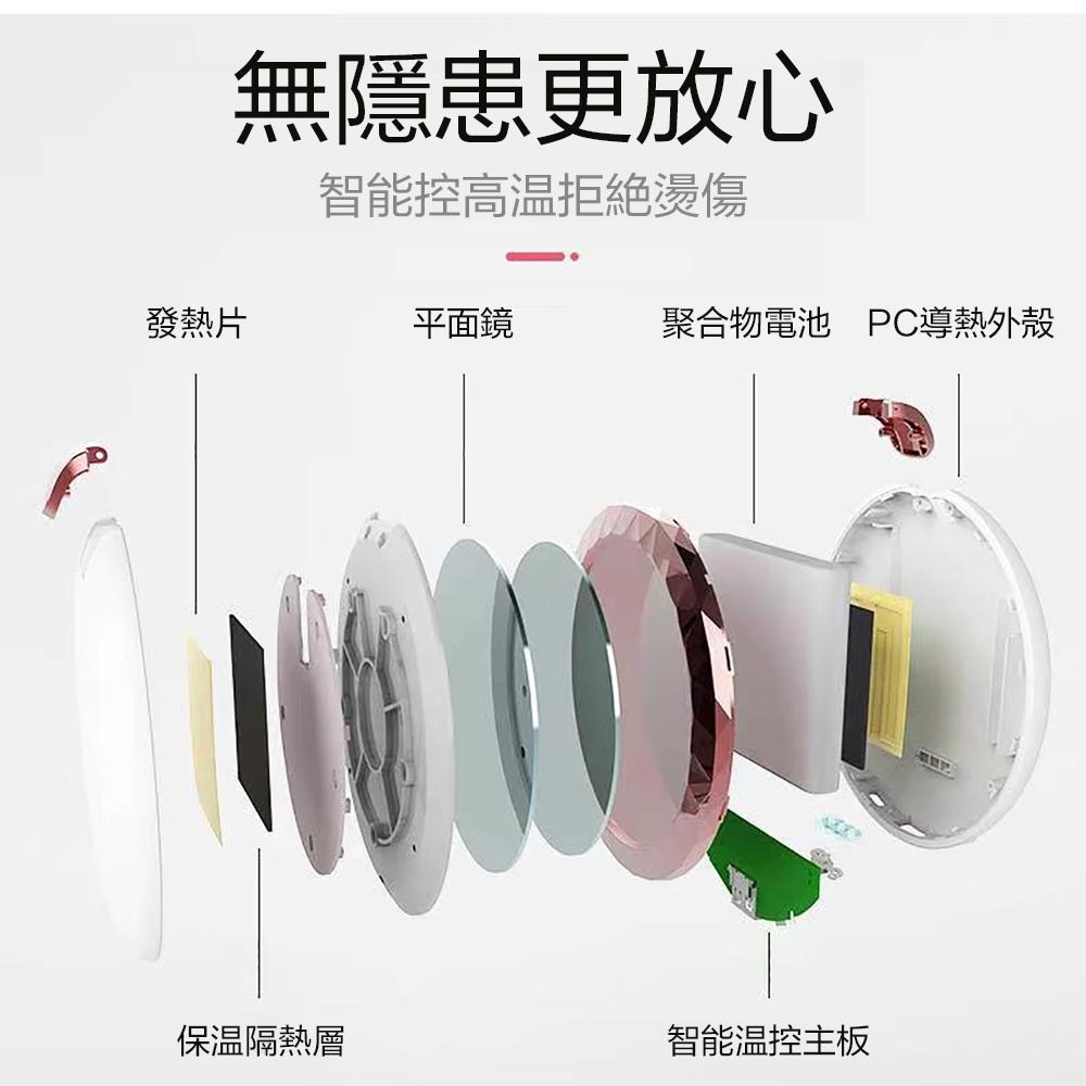 🔥情人節禮物🔥三合一加熱化妝鏡 行動電源 充電寶 USB充電 大電量 上班族 小資女必備 美顏 補光 冬天神器 保暖-細節圖6