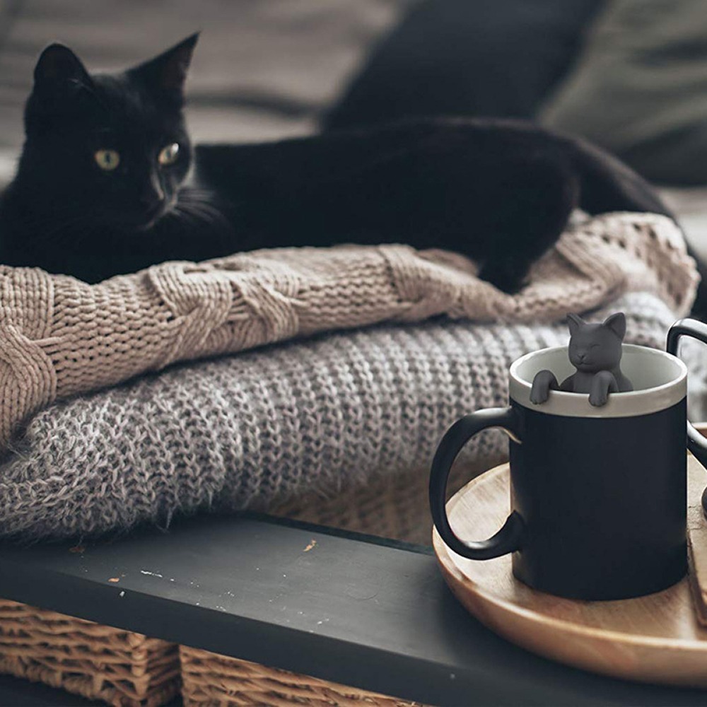 貓奴注意！Purrtea Cat 小黑貓泡茶器 茶包 濾茶 茶漏 食品級矽膠 放茶葉超簡單 送禮賣相好-細節圖2