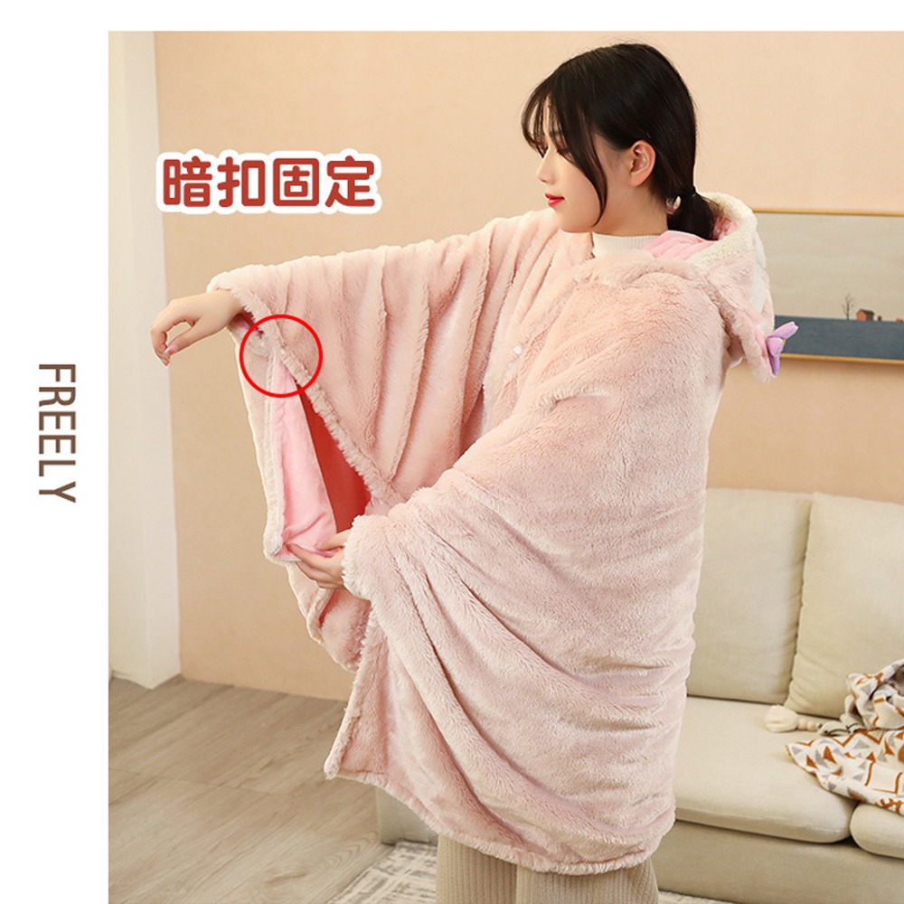 在家也要超可愛【小狐狸懶人毯】粉粉嫩嫩的造型 Linabell 粉紅狐狸 玲娜貝爾 人見人愛 居家 披肩 送禮 交換禮物-細節圖4