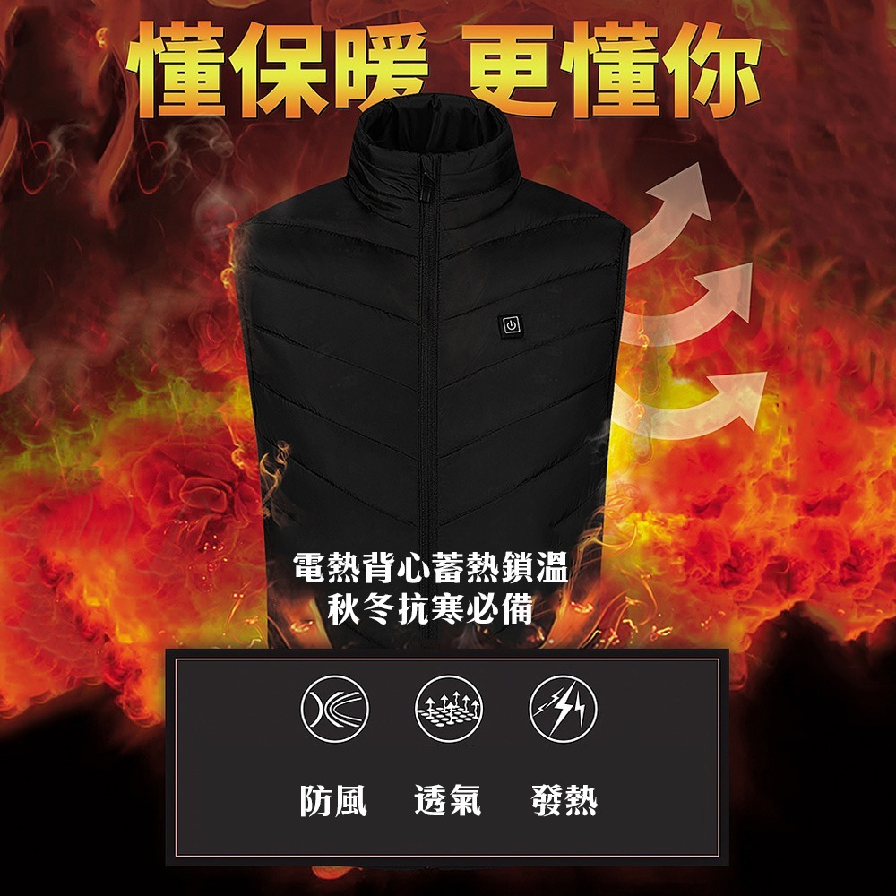 很神奇的【智能發熱背心】USB四區發熱 穿著就暖呼呼 藏在外套裡面 可自行控溫 低溫 出國 雪地 寒流 必備 保暖 防寒-細節圖6