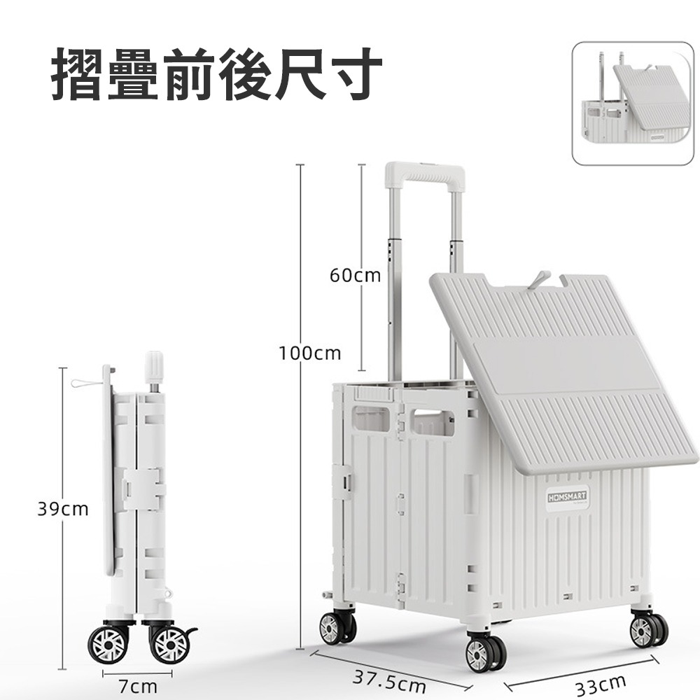 外出便利【折疊推車】拉車 摺疊車 馬卡龍色系 航空規格 拉桿 外出採買 野餐 輪車 收納箱 置物箱 露營 購物-細節圖2