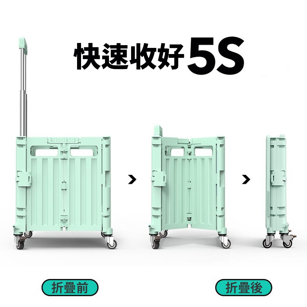 外出便利【折疊推車】拉車 摺疊車 馬卡龍色系 航空規格 拉桿 外出採買 野餐 輪車 收納箱 置物箱 露營 購物-細節圖3