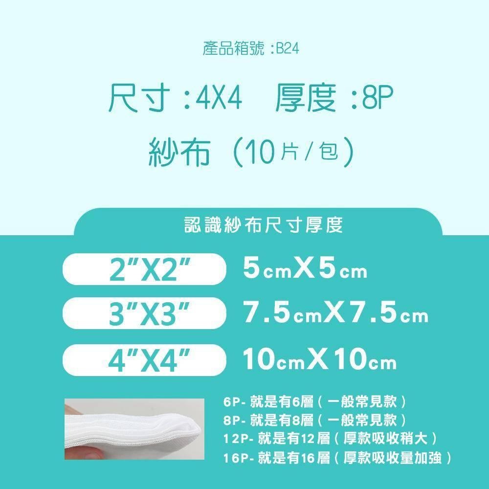 ~買10送1~勤達 4*4吋 純棉滅菌紗布(10片/包)-細節圖2