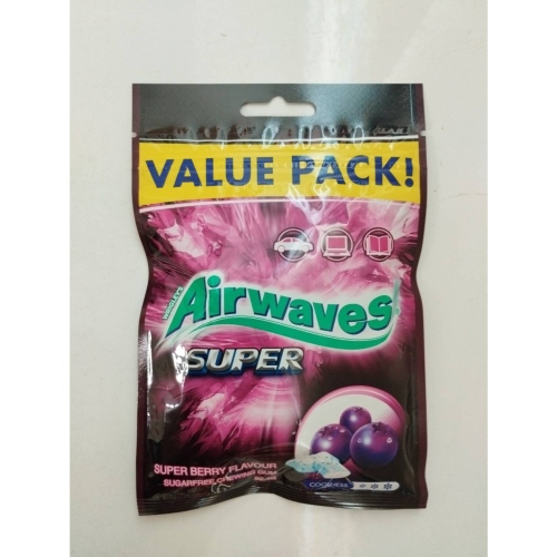 (現貨) Airwaves Super 極酷嗆涼無糖口香糖 紫冰野莓口味 92.4G(有效期2024.11.01後)
