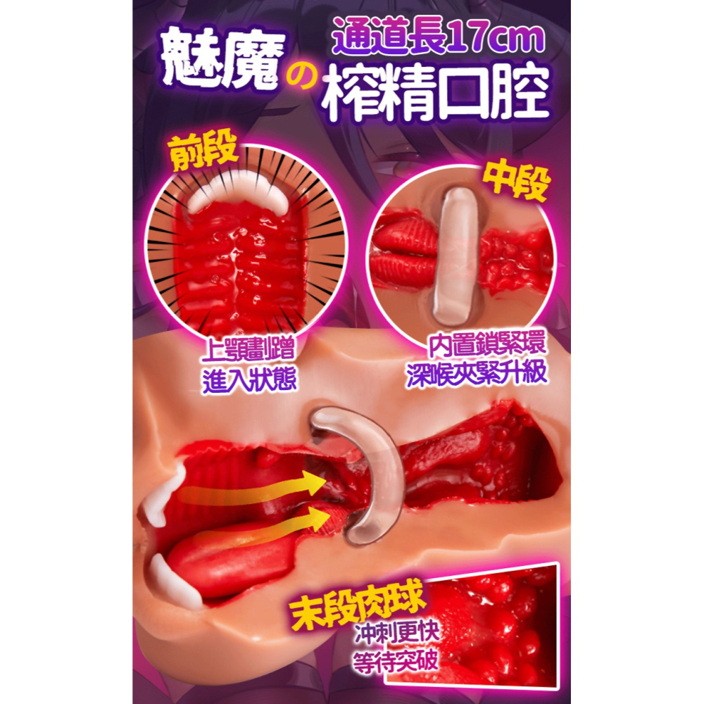 吸精魅魔 美型1:1口腔名器 口交飛機杯 黑肉妖精 855g-細節圖4