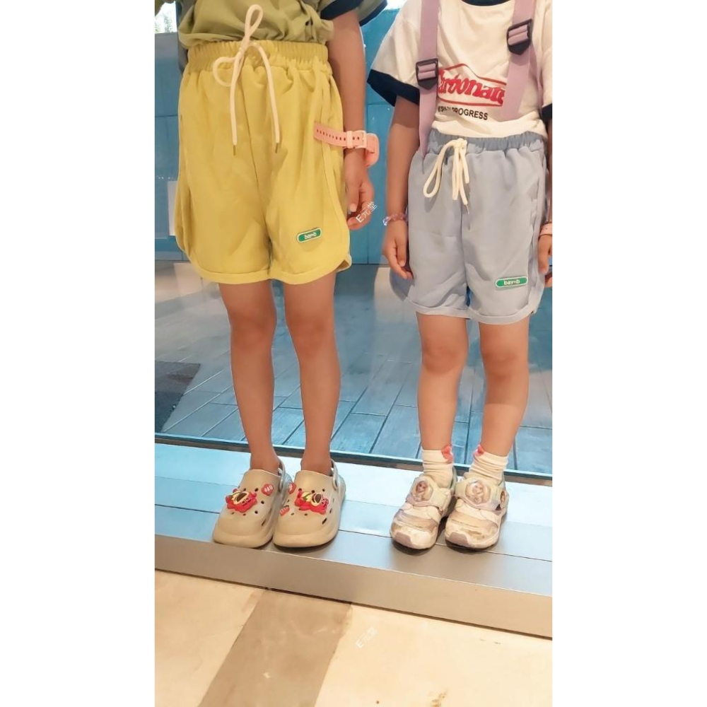 (現貨，附發票)兒童假綁帶休閒拉圈短褲　兒童運動褲　兒童沙灘褲　兒童短褲 女童短褲 男童短褲 E元堂-細節圖6
