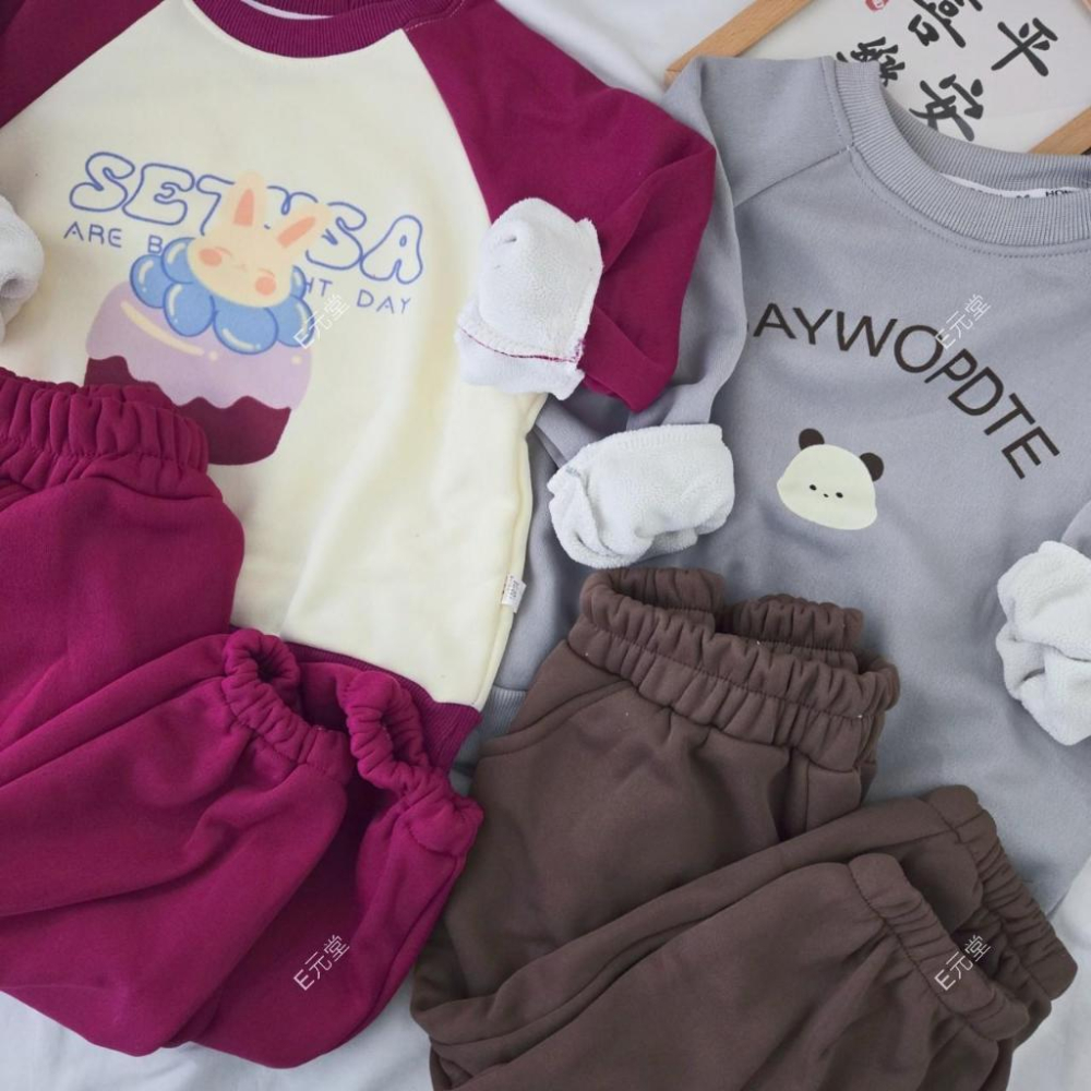 (現貨，附發票)冬季款~大童童裝 兒童保暖加絨套裝 兒童套裝 兒童保暖套裝 兒童休閒套裝 E元堂-細節圖3