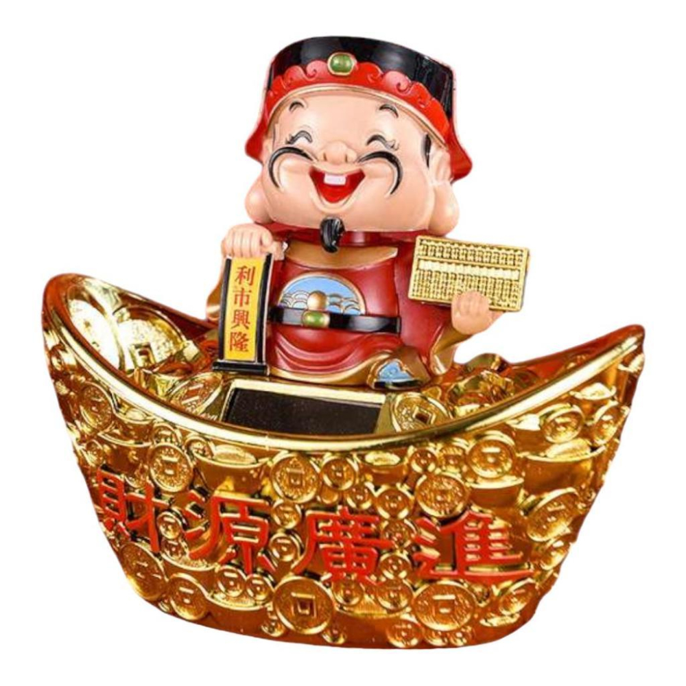 (現貨，附發票)價格168 一路發 發財財神爺 五路財神 自動點頭 開店必備 開業賀禮 招財 E元堂-細節圖3