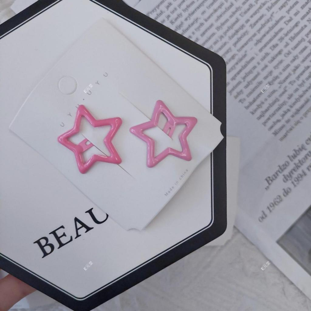 (現貨，附發票)星星髮夾 糖果色星星BB夾 瀏海夾 側邊夾 BB夾 兒童髮飾 兒童髮夾-細節圖2