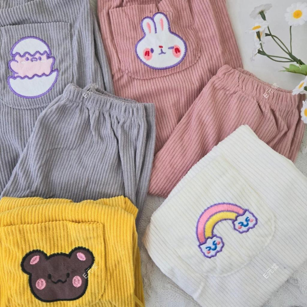 (現貨，附發票)秋冬款~兒童燈芯絨休閒褲 兒童加絨褲 兒童長褲 男童長褲 女童長褲 E元堂-細節圖3