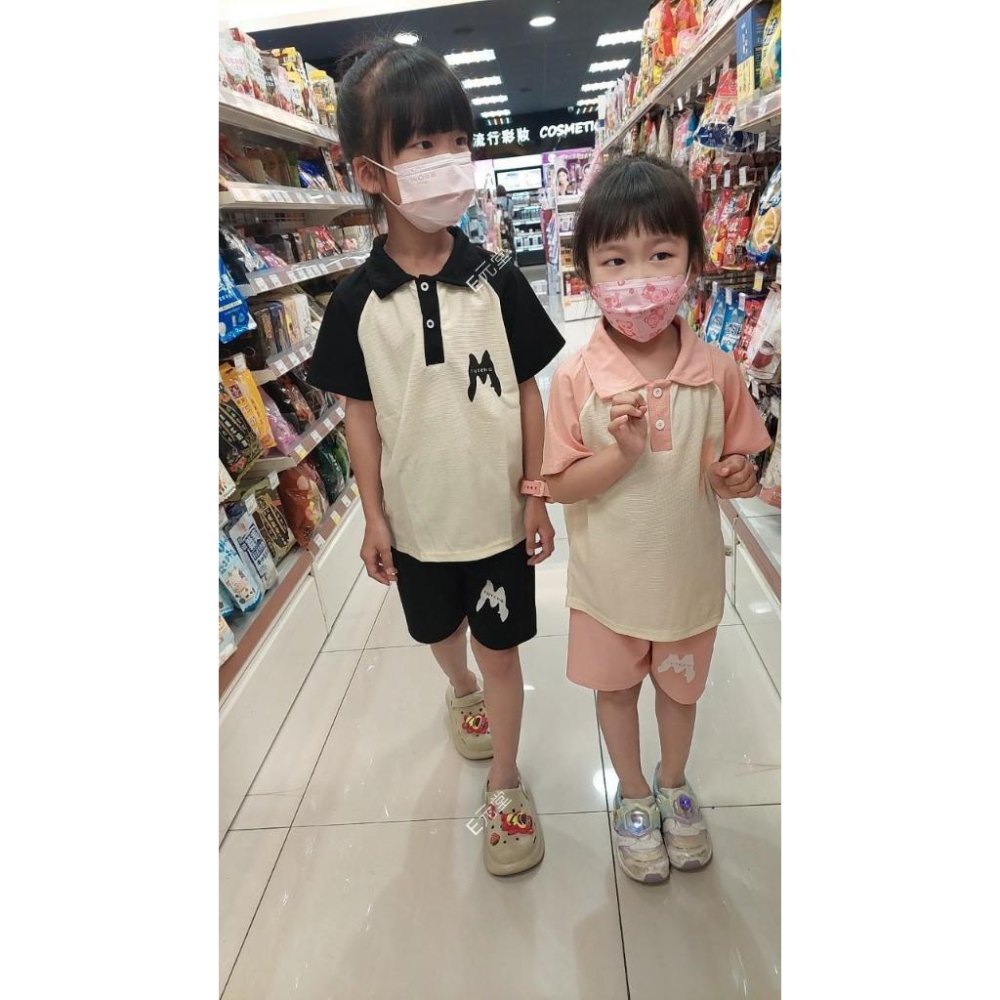( 現貨，附發票)兒童POLO衫款~華夫格休閒套裝 兒童套裝 男童套裝 女童套裝 E元堂-細節圖9