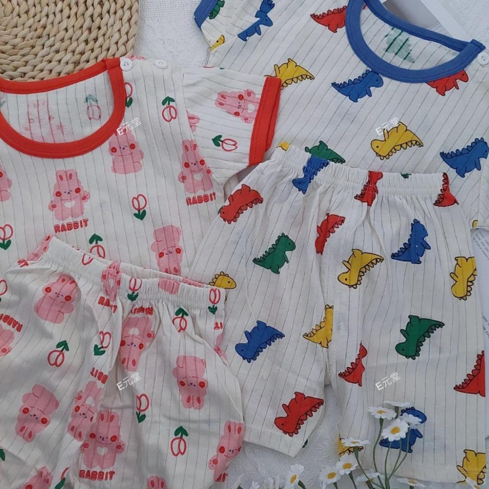 (現貨，附發票)兒童緹花網眼居家服 兒童套裝 男童套裝 女童套裝 兒童居家服 兒童睡衣 兒童空調服 E元堂-細節圖4