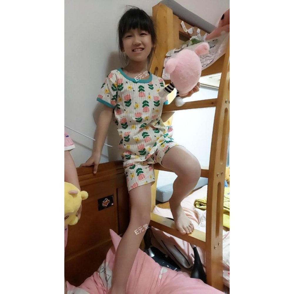 (現貨，附發票)兒童緹花網眼居家服 兒童套裝 男童套裝 女童套裝 兒童居家服 兒童睡衣 兒童空調服 E元堂-細節圖9