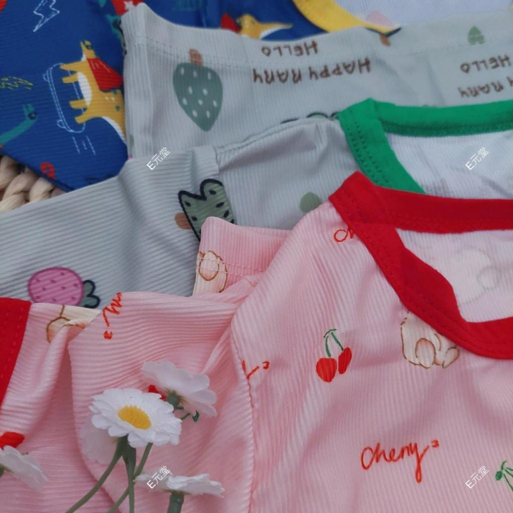 (現貨，附發票)夏季涼感~兒童冰絲撞色套裝 兒童冰絲套裝 兒童套裝 兒童短袖套裝 E元堂-細節圖4