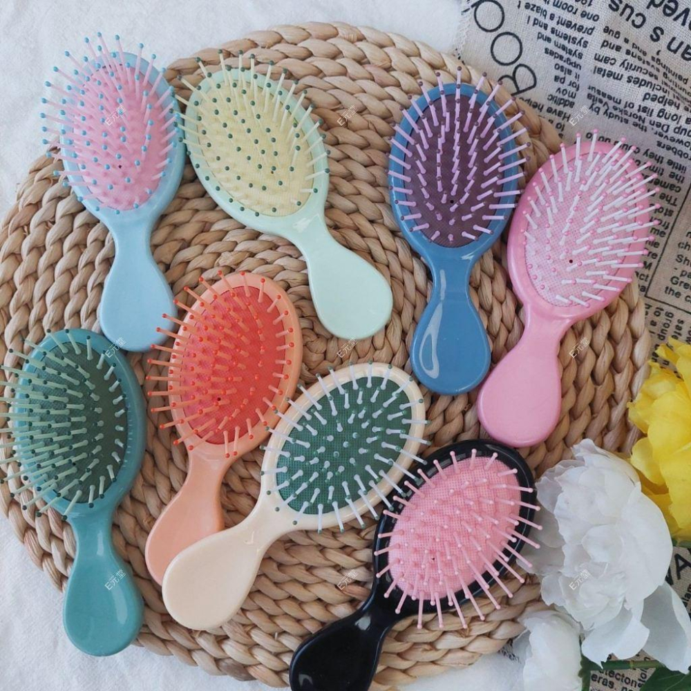 (現貨，附發票)便攜小梳子 可愛梳子 攜帶方便 迷你氣墊梳 鏡子款可折疊 小梳子 馬卡龍色氣墊梳 E元堂-細節圖5