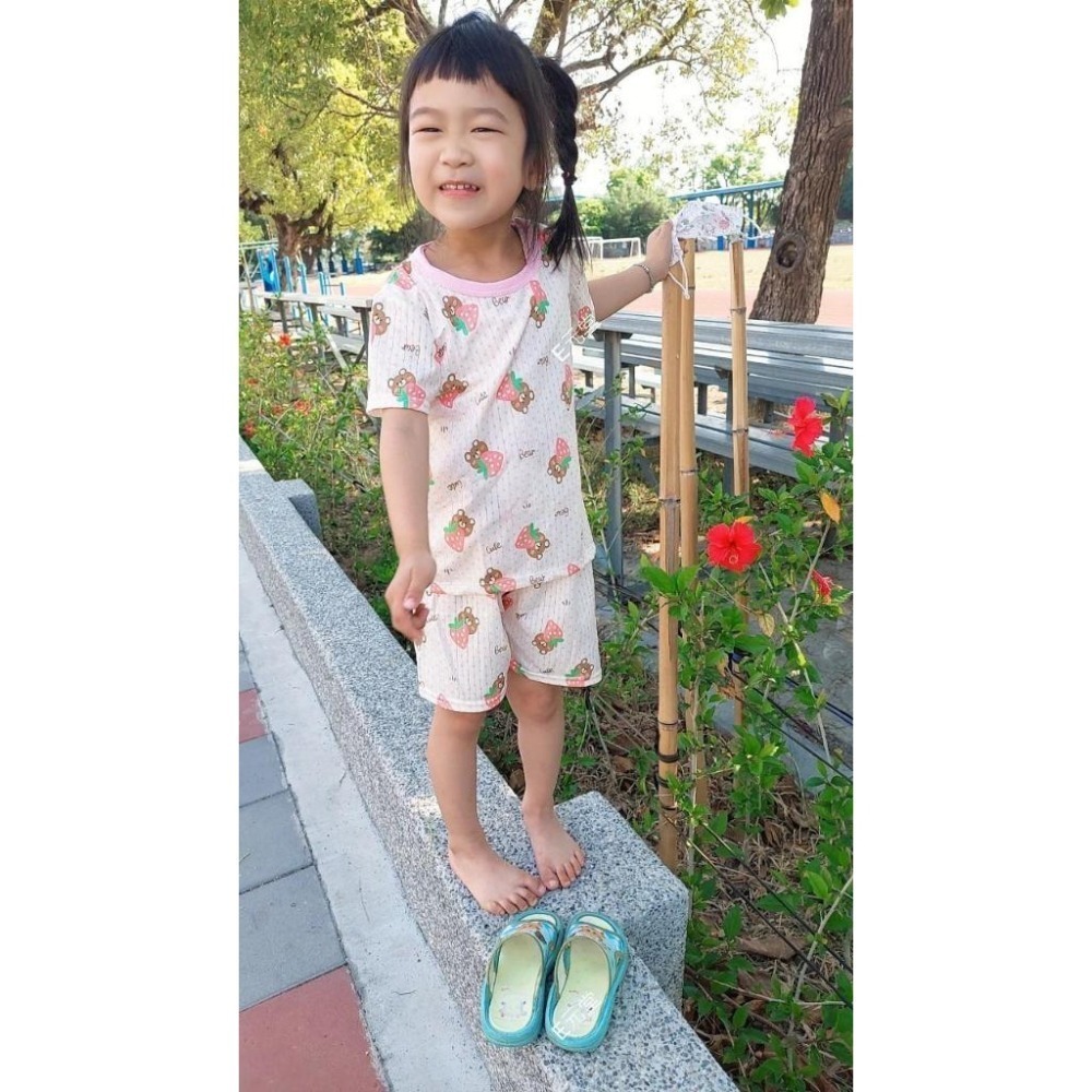 (現貨，附發票)夏季涼感~兒童抽條莫代爾印花套裝 兒童居家服 兒童套裝 男童套裝 女童套裝 兒童睡衣 E元堂-細節圖8