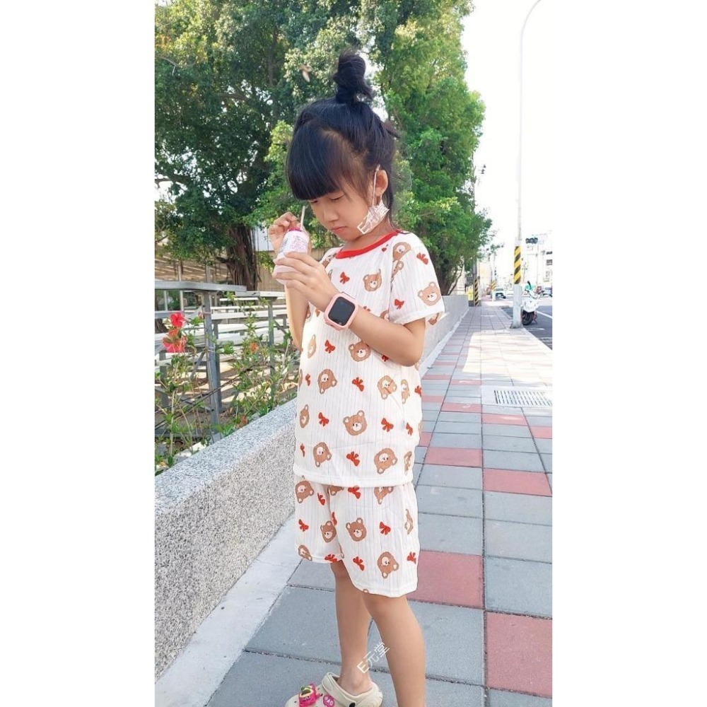 (現貨，附發票)夏季涼感~兒童抽條莫代爾印花套裝 兒童居家服 兒童套裝 男童套裝 女童套裝 兒童睡衣 E元堂-細節圖9