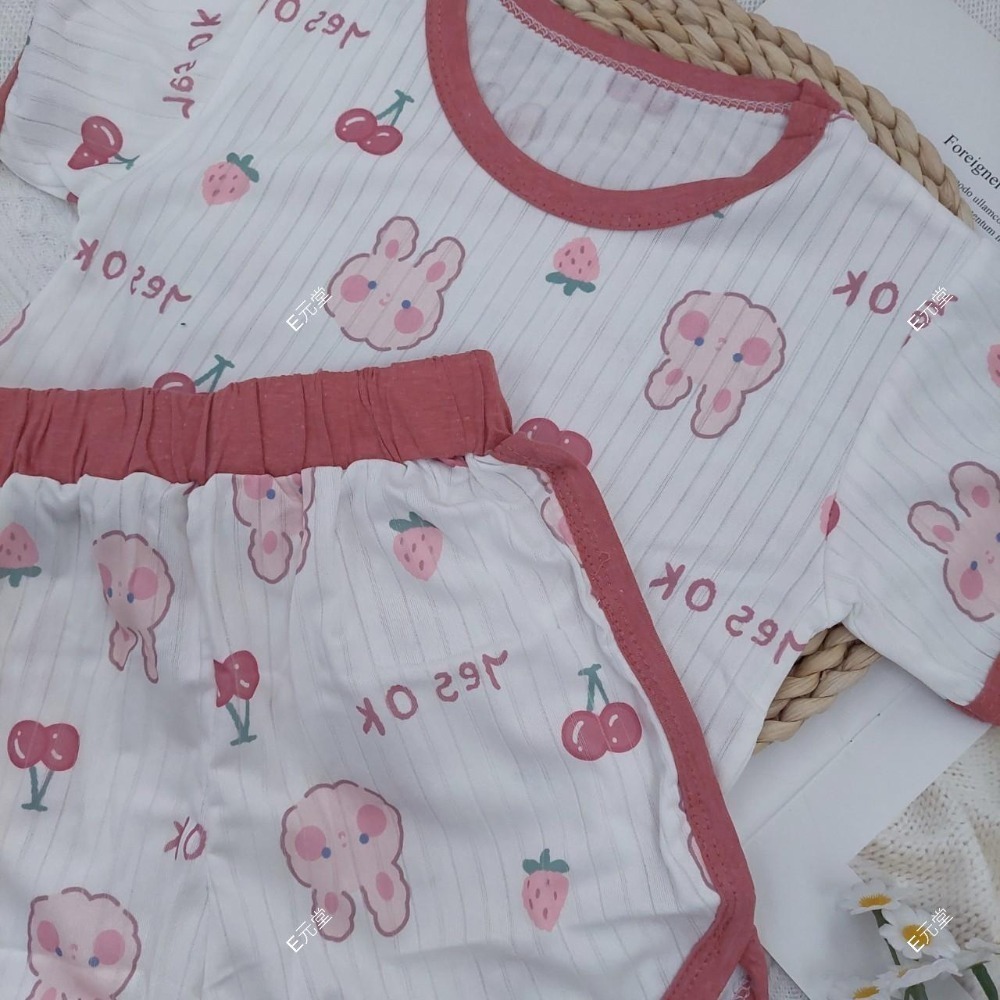 (現貨，附發票)夏季涼感~兒童抽條莫代爾印花套裝 兒童居家服 兒童套裝 男童套裝 女童套裝 兒童睡衣 E元堂-規格圖9
