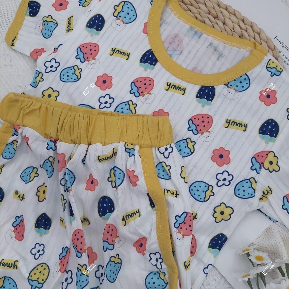 (現貨，附發票)夏季涼感~兒童抽條莫代爾印花套裝 兒童居家服 兒童套裝 男童套裝 女童套裝 兒童睡衣 E元堂-規格圖9