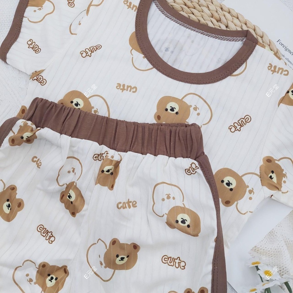 (現貨，附發票)夏季涼感~兒童抽條莫代爾印花套裝 兒童居家服 兒童套裝 男童套裝 女童套裝 兒童睡衣 E元堂-規格圖9