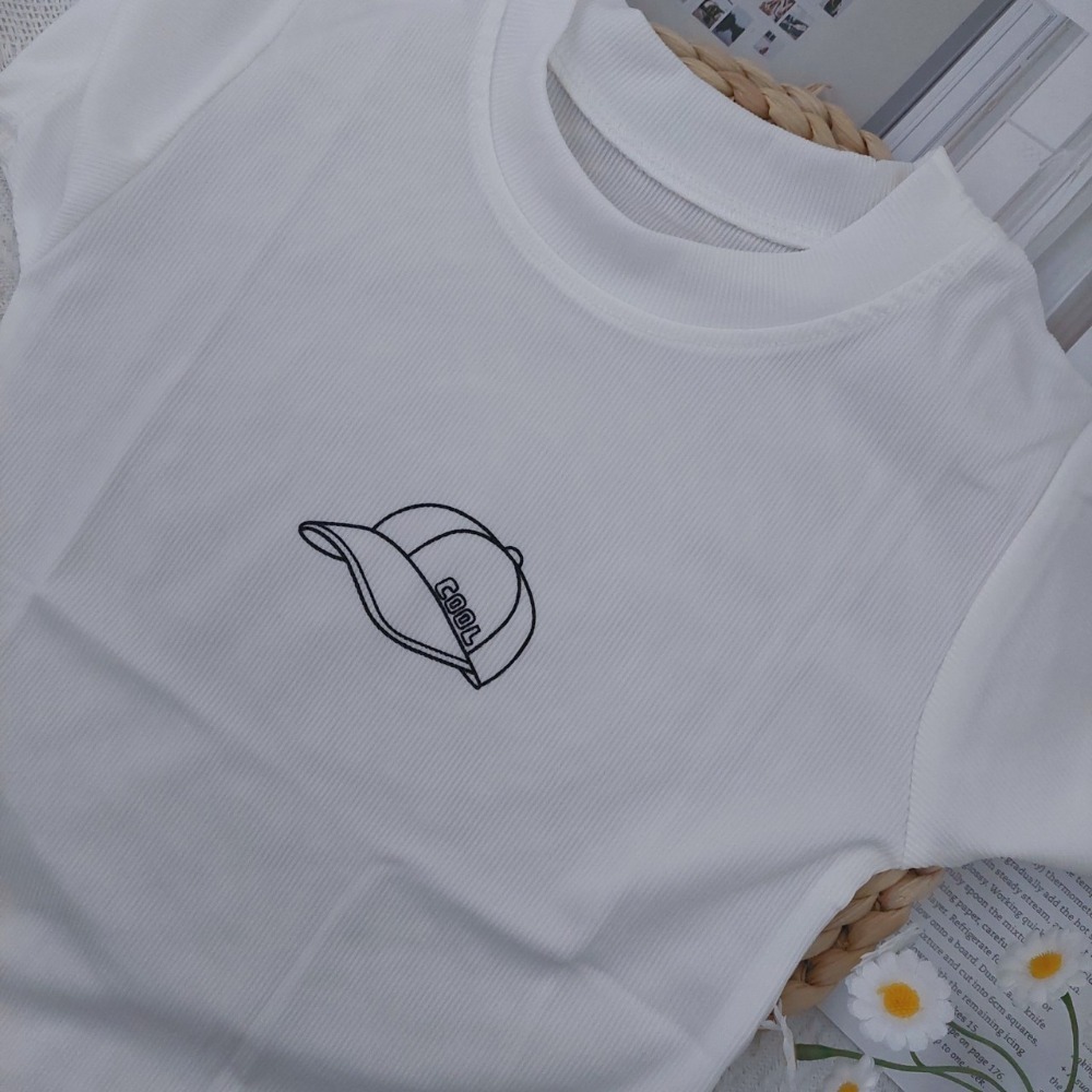 簡約冰絲T恤-白色COOL帽子