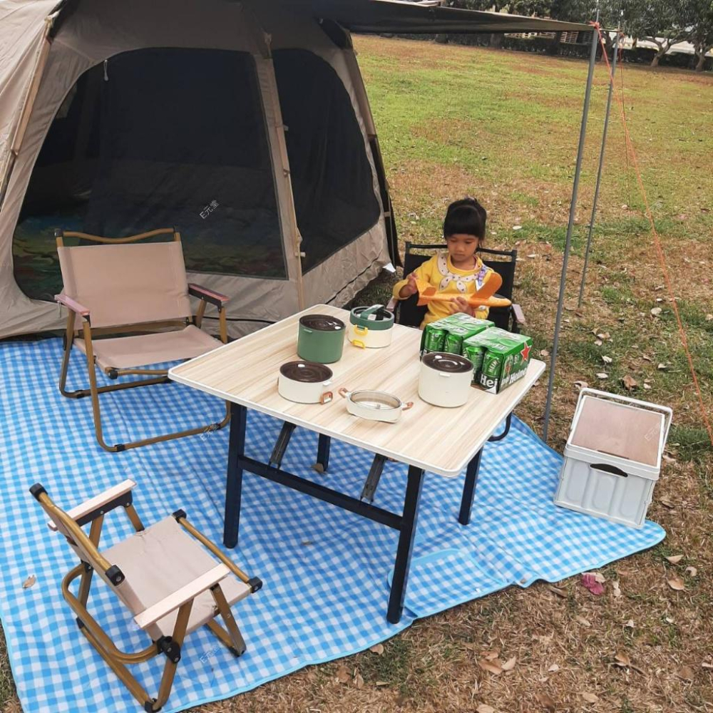 (現貨，附發票)摺疊桌 探鋼材質 桌腳加粗 輕易收納 露營 居家 皆可使用 E元堂-細節圖5