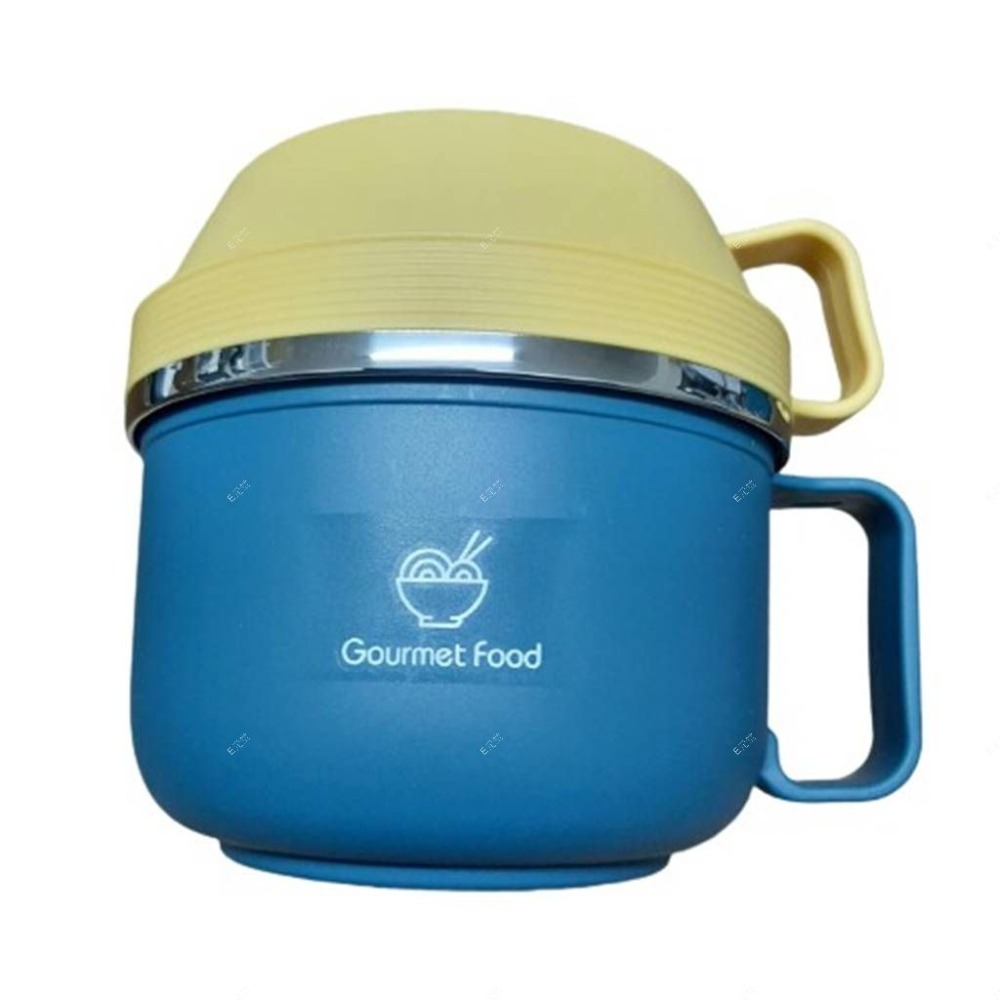 新款撞色泡麵碗-黃藍色