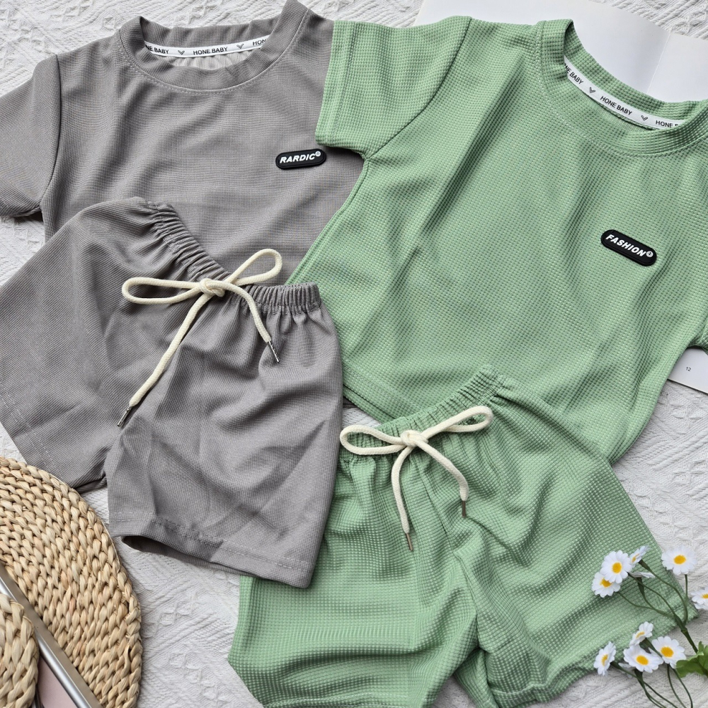 (現貨)華夫格休閒套裝 兒童套裝 男童套裝 女童套裝-細節圖3