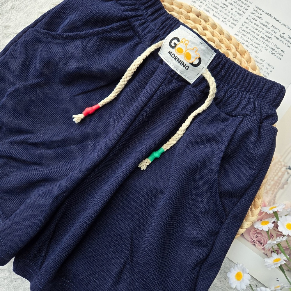 華夫格短褲-藏青色