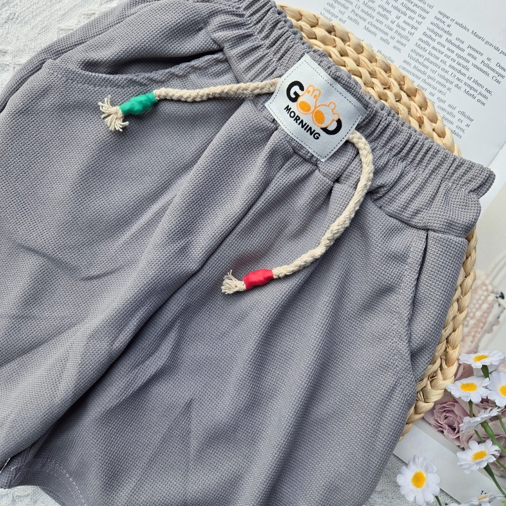 華夫格短褲-灰色