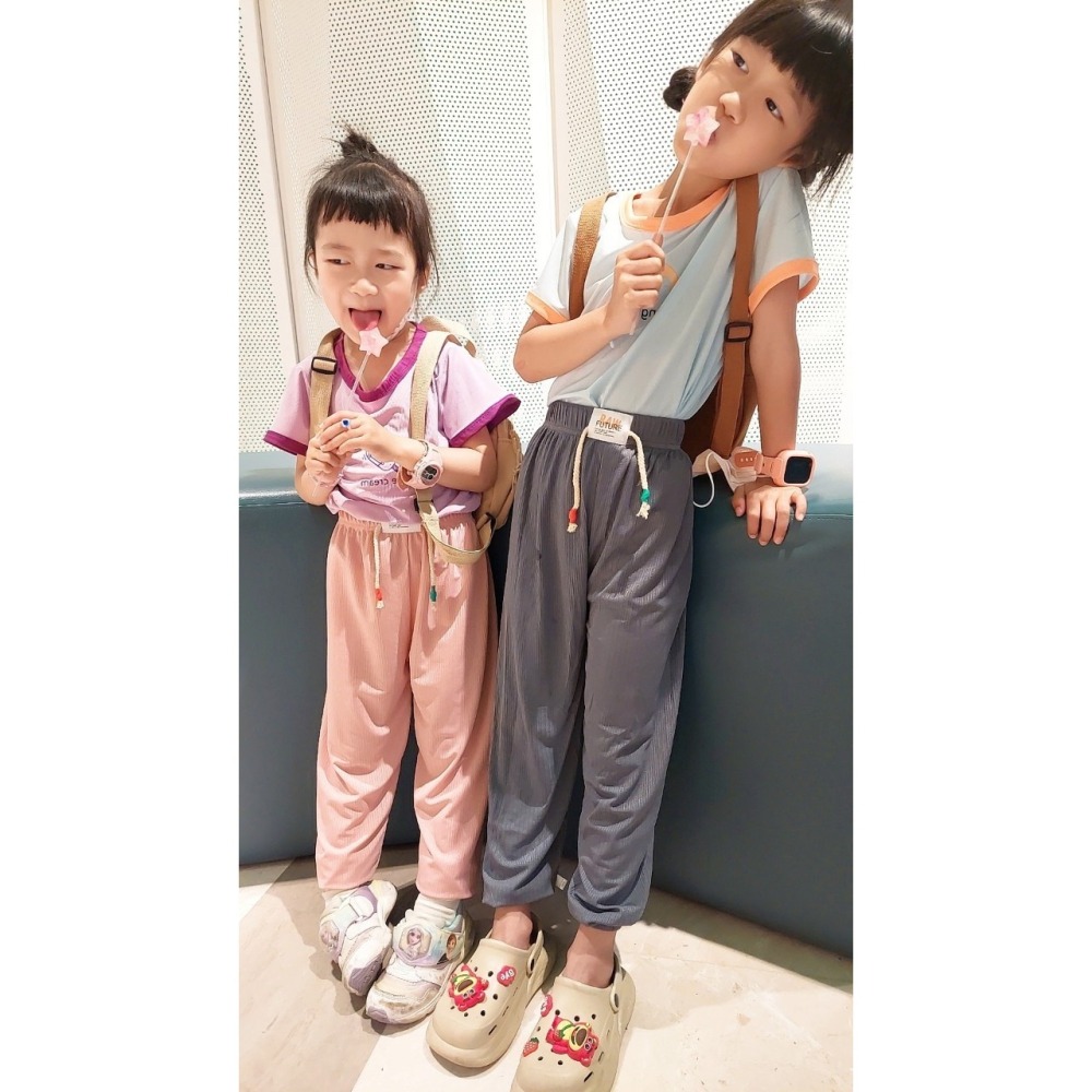 (現貨)夏季涼感~兒童冰絲抖抖9分褲 兒童防蚊褲 兒童長褲 兒童抖抖褲 H285-細節圖5