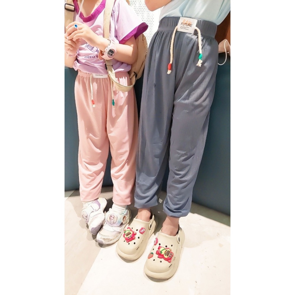 (現貨)夏季涼感~兒童冰絲抖抖9分褲 兒童防蚊褲 兒童長褲 兒童抖抖褲 H285-細節圖6