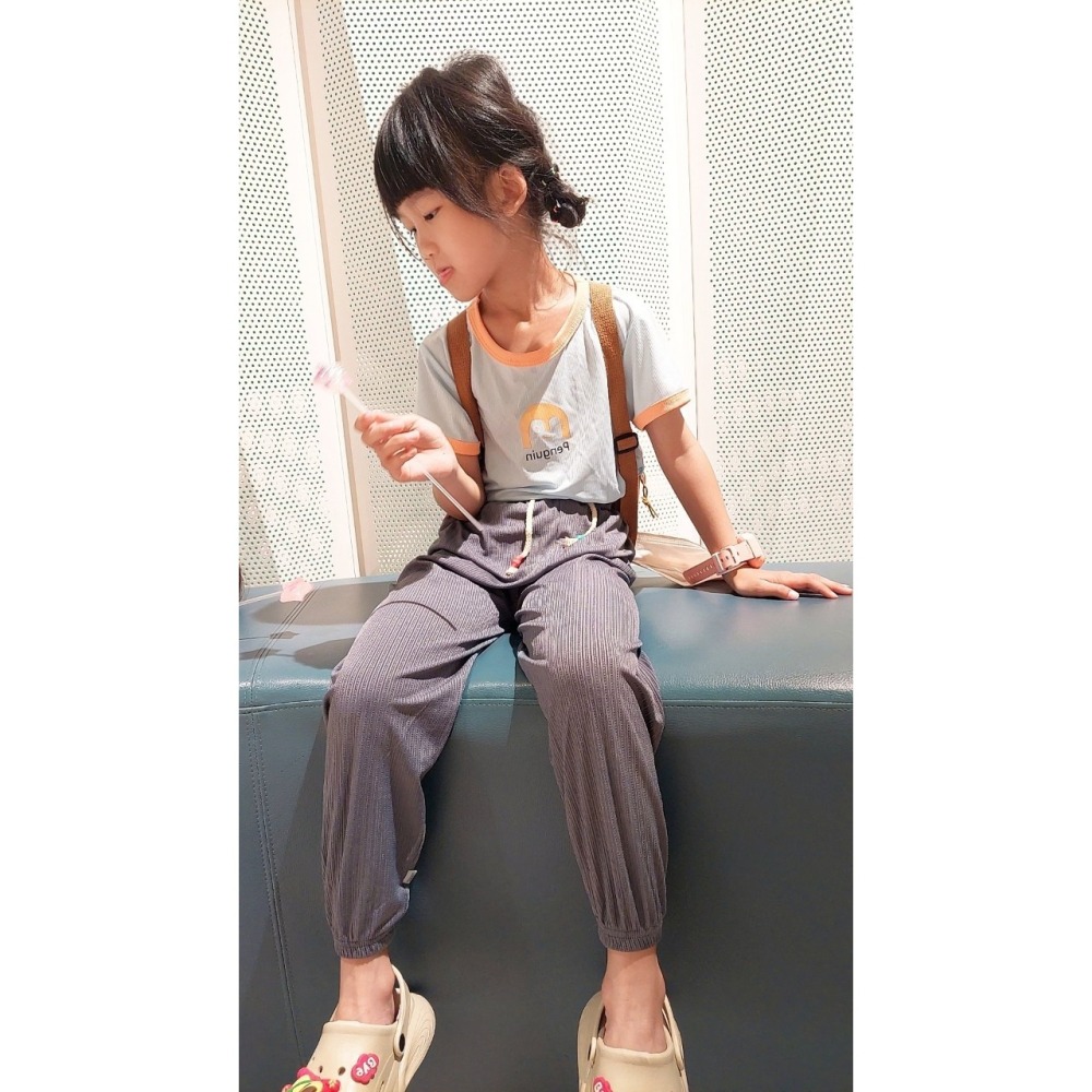 (現貨)夏季涼感~兒童冰絲抖抖9分褲 兒童防蚊褲 兒童長褲 兒童抖抖褲 H285-細節圖8