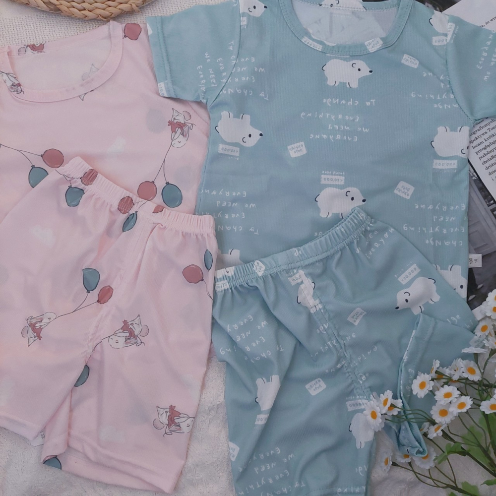 (現貨)夏季涼感~兒童冰絲印花套裝 兒童冰絲套裝 兒童套裝 兒童短袖套裝 H271-細節圖3