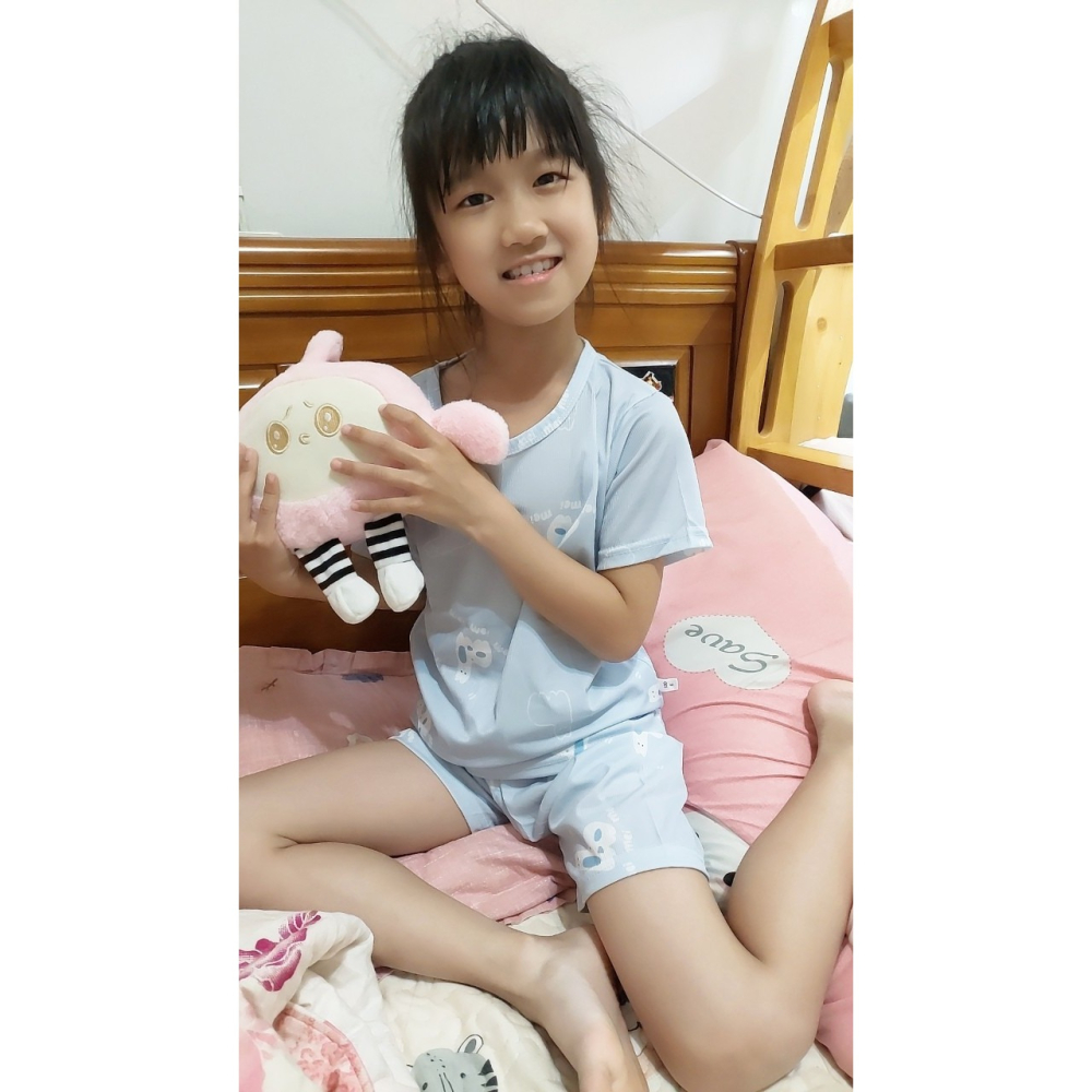 (現貨)夏季涼感~兒童冰絲印花套裝 兒童冰絲套裝 兒童套裝 兒童短袖套裝 H271-細節圖9