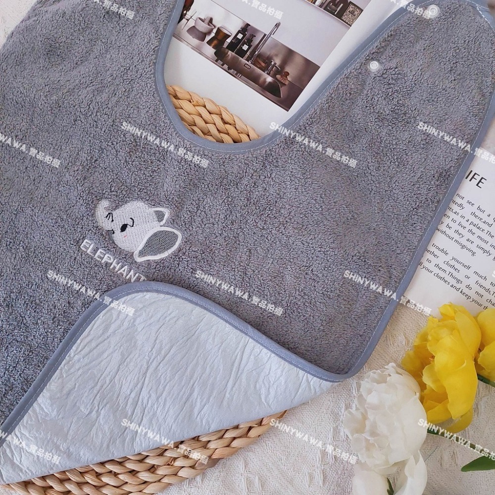 大人小孩皆可使用~防水潄洗巾 防水圍兜 兒童潄洗巾 兒童洗臉巾 老人口水巾 老人圍兜 H225-規格圖7