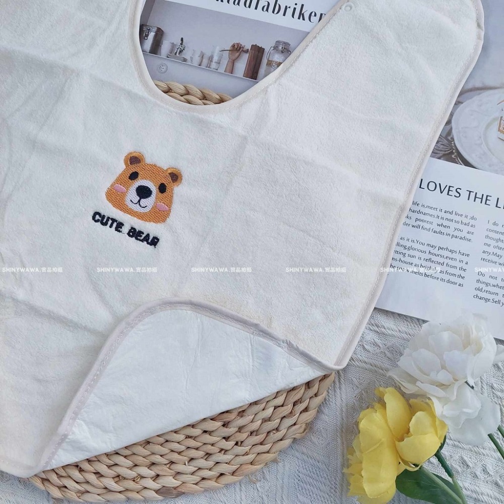 兒童潄洗巾-米白色小熊