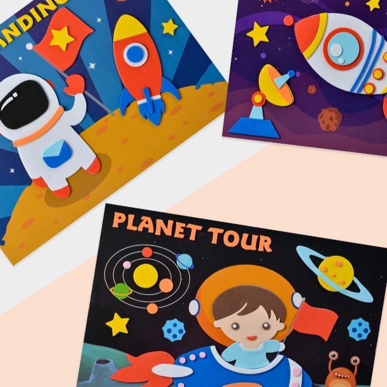 兒童手作💕 大張 厚款 3D EVA立體貼畫 太空 公主 女孩 系列貼畫 層層貼 EVA貼畫 拼貼益智玩具 親子DIY-細節圖5